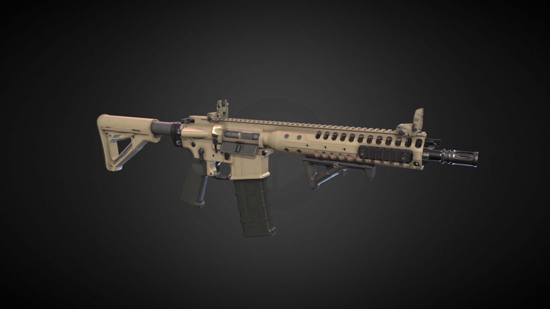M6 Individual Carbine with short barrel by LWRC&hellip; Not much else to say as its just M4&hellip;  

Model is rigged, there is also version with separate parts(good for VR). Model have 3 main PBR Materials in 4K + separate for iron sights.

Tris:46k

Verts: 24k  

Made in Blender 3d model