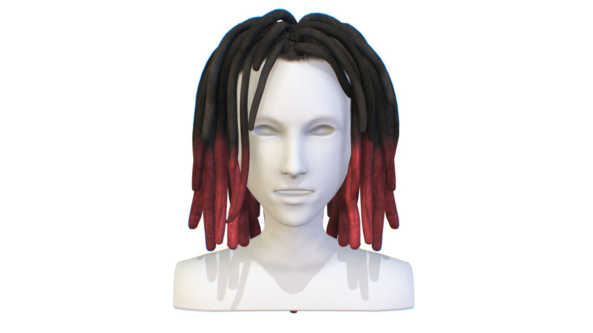 Hairstyle Dreadlocks Black Red - Hairstyle Dreadlocks Black Red - Buy Royalty Free 3D model by Oleg Shuldiakov (@olegshuldiakov) 3d model