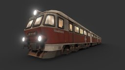 Old Subway Train train, prop, vintage, post-apocalyptic, rusty, subway, old, passenger, railcar, lowpoly, gameasset, gameready