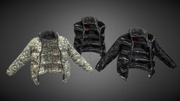 Puffy Jacket & Vest custom, winter, down, sci, fi, unreal, top, secondlife, apocalypse, mid, development, retopo, torso, ready, gray, cold, optimized, sleeve, uni, vrchat, nft, character, unity3d, game, pbr, scifi, low, poly, female, male
