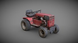 Vintage Garden Tractor red, garden, small, prop, vintage, rusty, dirty, grunge, tractor, realistic, old, farming, agriculture, photoscan, realitycapture, photogrammetry, asset, scan, 3dscan