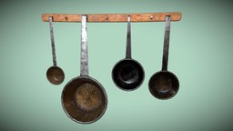 Cutlery Kitchen Old Pack food, steampunk, time, games, pots, textures, unreal, rusty, support, table, dirty, stove, dishes, metal, models, kitchen, fridge, real, cooking, tableware, cups, decayed, cutlery, hang, pans, unity, architecture, 3d, pbr, chair, design, wood, decoration, leftovers