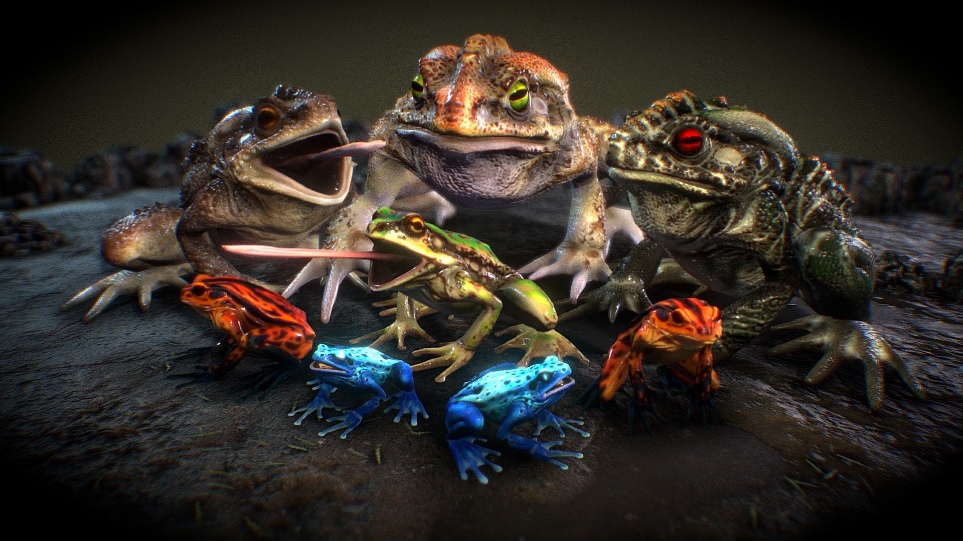 Frogs pack made by Julia Prokshina, follow her Artstation - Frogs pack - 3D model by Dmitriy Dryzhak (@arvart.lit) 3d model