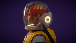 Sci-fi Character astronaut, high-poly, character, hand-painted, sci-fi, stylized
