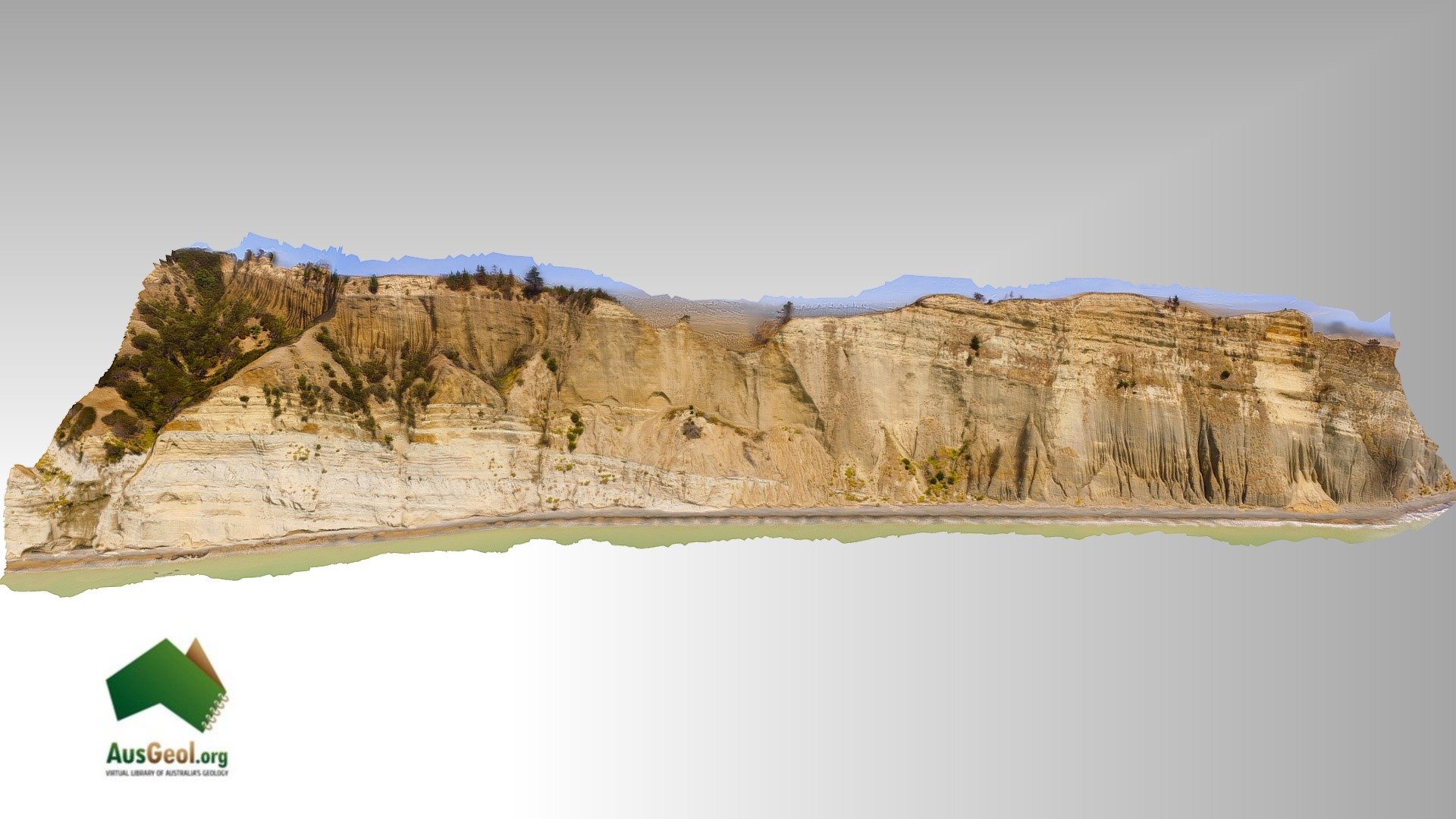 Plio-pleistocene sediments and felsic tuffaceous layers, Kape Kidnappers, North Island, New Zealand - KidnappersUAV3 - 3D model by AusGeol.org (@AusGeol) 3d model