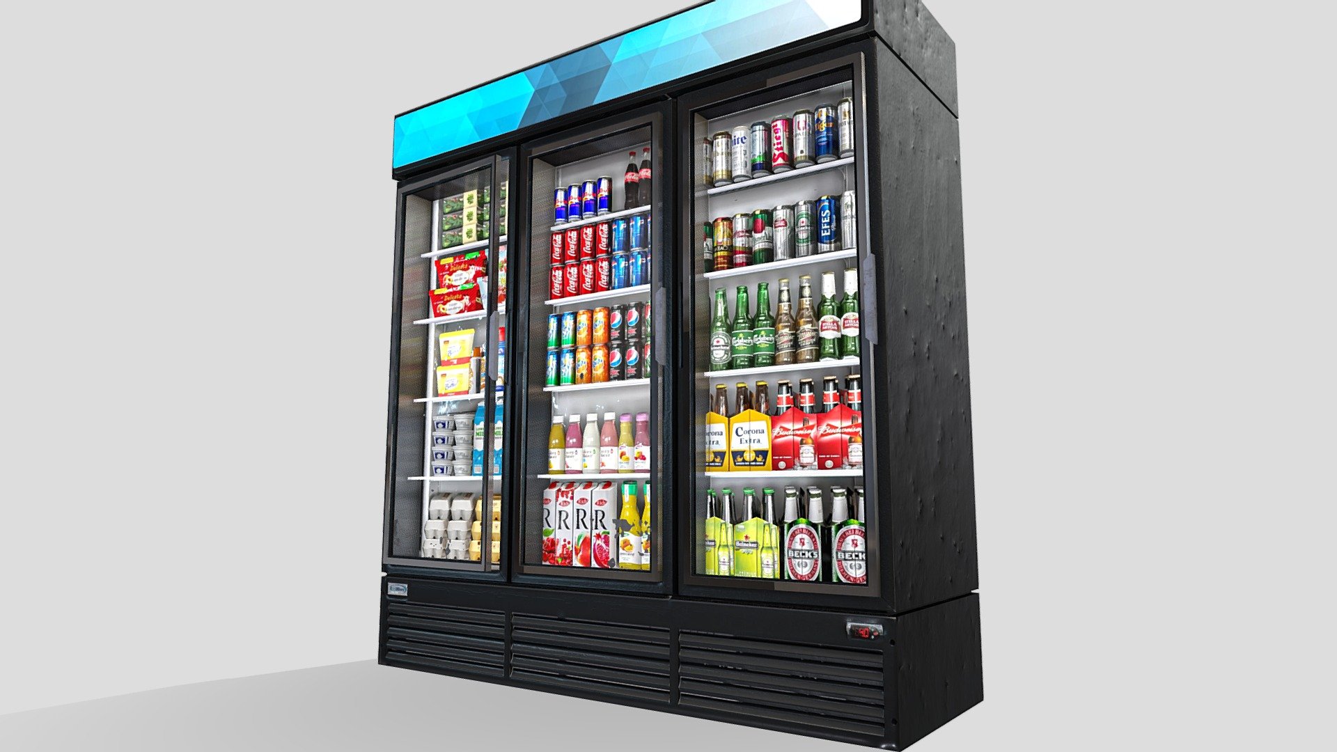 I modeled and textured this in Blender.
The main base texture is 2048x2048.  This model also has normal maps. 
Low-Poly and Game-Ready.  Enjoy! - Store Refrigerator (low-poly) Prop Cooler - Buy Royalty Free 3D model by theWerskyScenario (@derfmode) 3d model