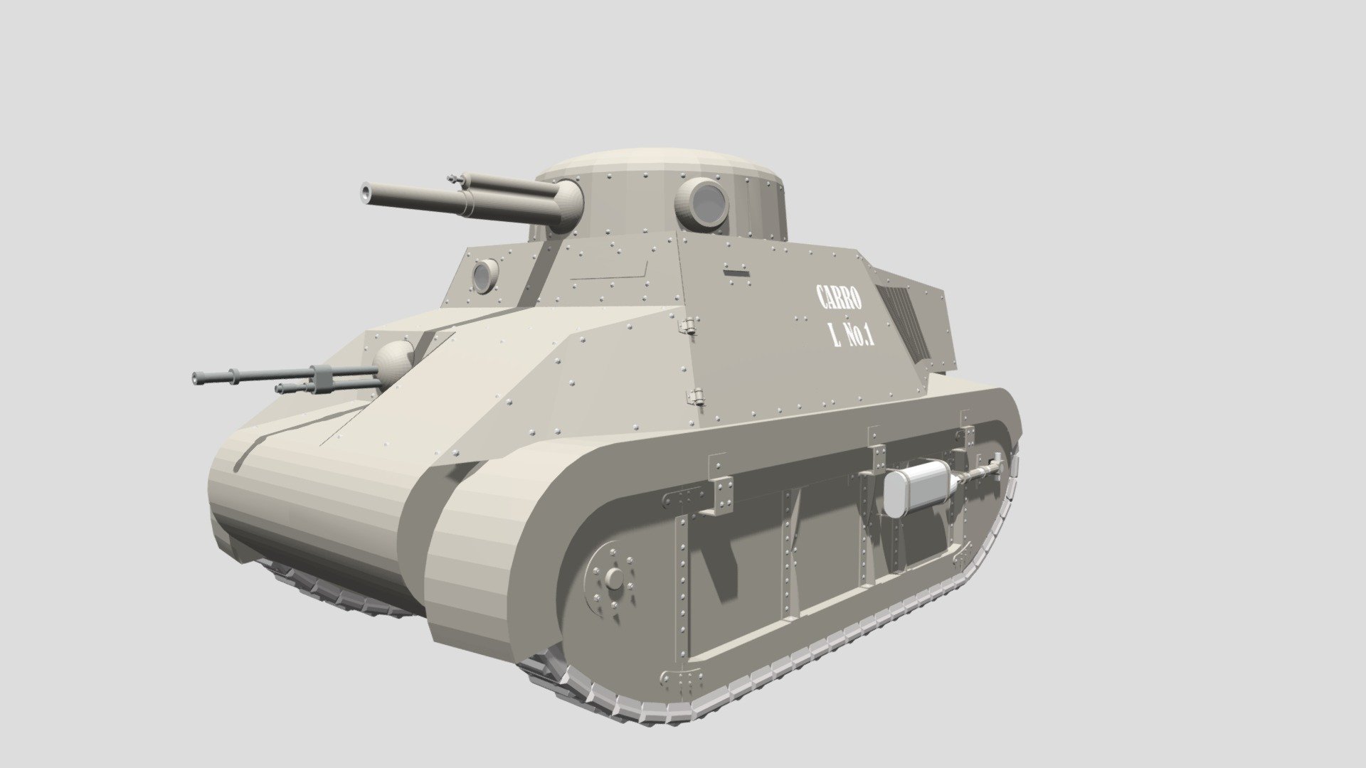 The Carro de Combate Ligero Para Infantería Modelo 1936, also known as the ‘Trubia L.A. nº1’, is one of the many tanks that were imagined but never delivered. Although it never left the drawing board, it went on to heavily influence the Trubia-Naval, the most heavily produced tank of the Second Spanish Republic 3d model