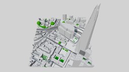 0.1 km2 3D Model of The Shard and London Bridge 