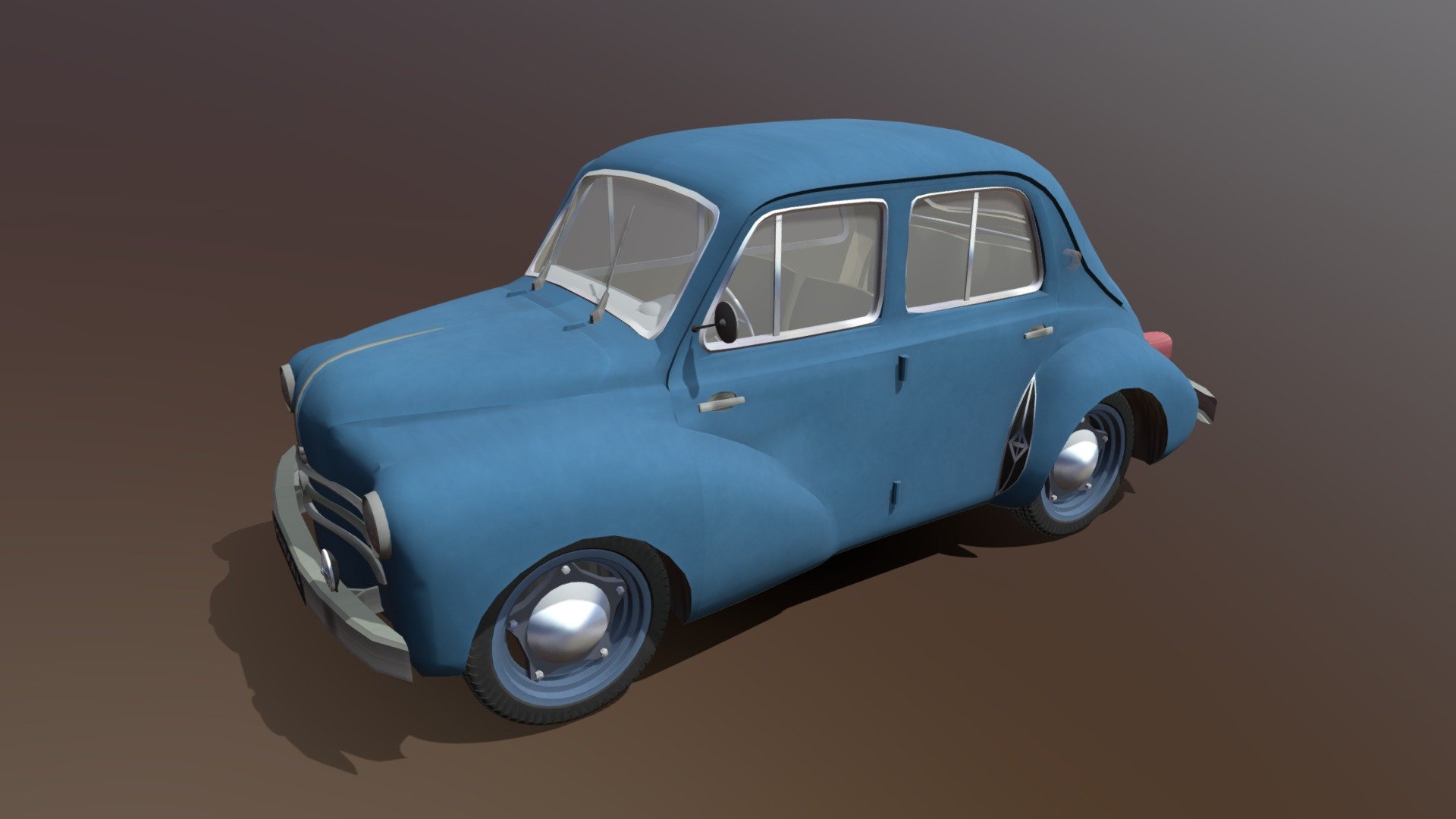 The Renault 4CV (French: quatre chevaux, pronounced [kat.ʃəvo] as if spelled quat'chevaux) is a car produced by the French company Renault from August 1947 through July 1961. It is a four-door economy car with its engine mounted in the rear and driving the rear wheels. It was the first French car to sell over a million units, and was superseded by the Dauphine. (Sources Wikipedia) - Renault 4 Cv - Download Free 3D model by helijah 3d model