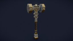Hammer of Dwarf past, hammer, prop, dwarf, melee, melee-weapon, low-poly-model, meleeweapon, weapon, lowpoly, free, meleeweapon-lowpoly
