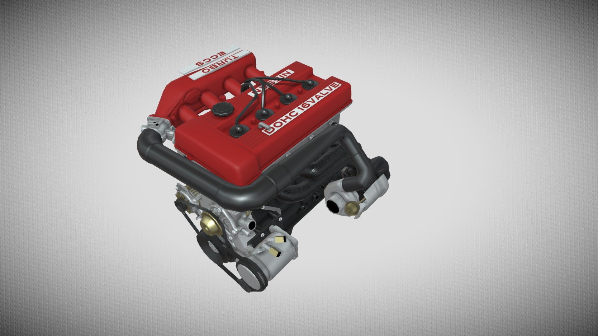 1980's Nissan FJ20ET engine, used in the RS and RS Turbo DR30 Nissan Skyline, and the S12 Nissan Silvia. Was eventually replaced by the CA18 and SR20 for the S13-15 generations of the Silvia and by the RB series I6 on the following Skyline generations. This model is low poly, has baked normals, and its fairly complete 3d model