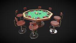 Poker Table assets, videogame, furniture, table, casino, props, modelo3d, luck, poker, digitalart, digital3d, game, stylized