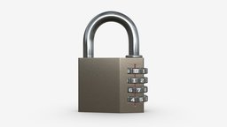 Padlock key, private, security, lock, code, metal, safety, password, padlock, 3d, steel