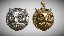 OWL medallion for casting owl, jewellery, bird, jewel, jewelry, pendant, predator, medallion, nature, casting, printable, necklace, brooch, pendent, fowl, coulomb, animal, eagle-owl