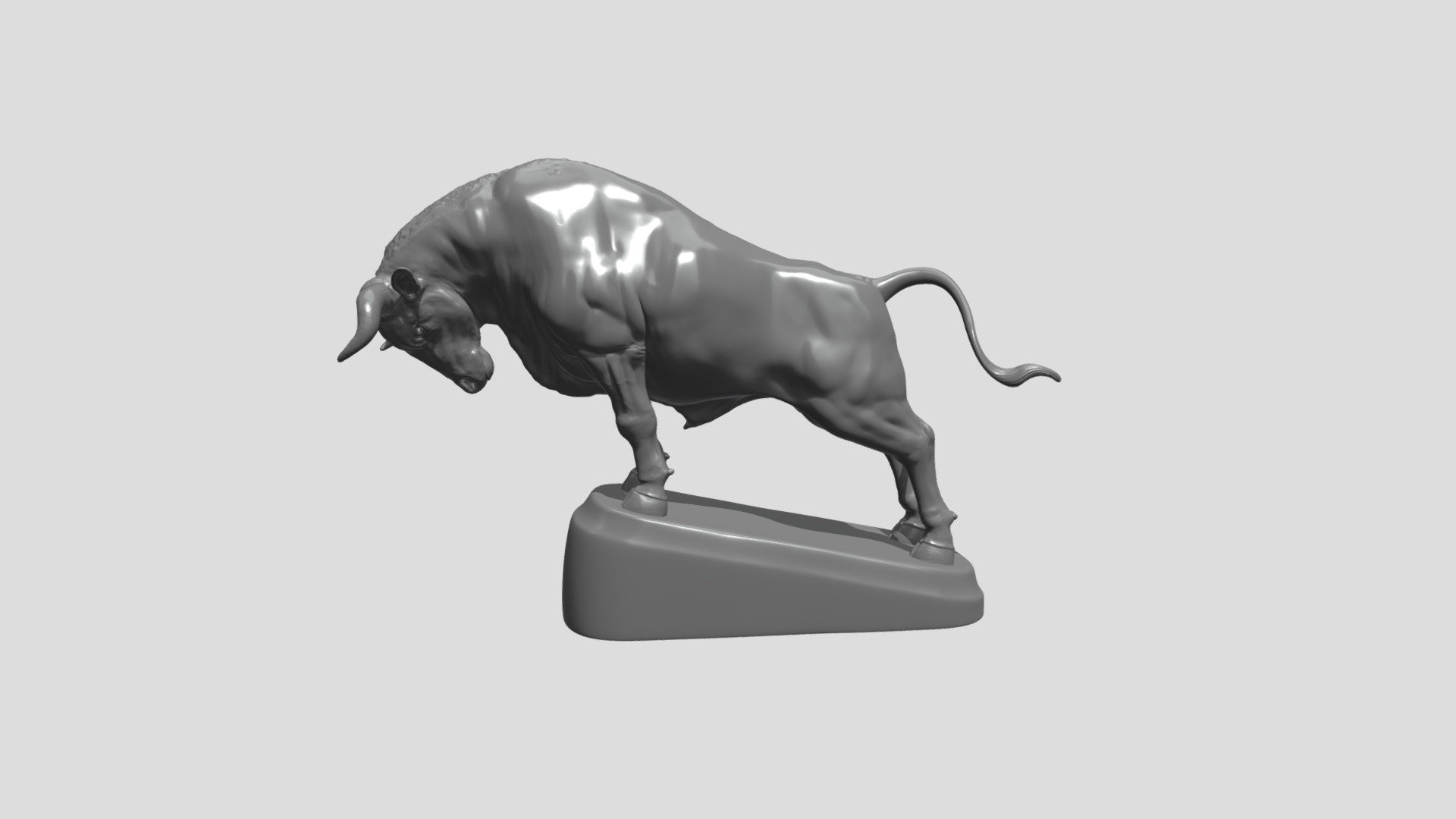 Bull High Poly, sculpted in ZBrush 2020. Maybe used for Jewelry design, interiour design, digital visualisation, for the production of illustrations. Default size - 15 cm tall (you can scale it up or down). Ideal for printing 3D

2 Part 3D Printing

Compositions

Board Game

Decoration

Motion graphics - Destruction of solids

Etc....

Does not contain UVs Maps

Piece with 15 cm

Files :

FBX

Does not contain lighting

I hope it will be useful in your project !

Thank you for visiting my models !! - Bull Fight - Buy Royalty Free 3D model by aleexstudios 3d model