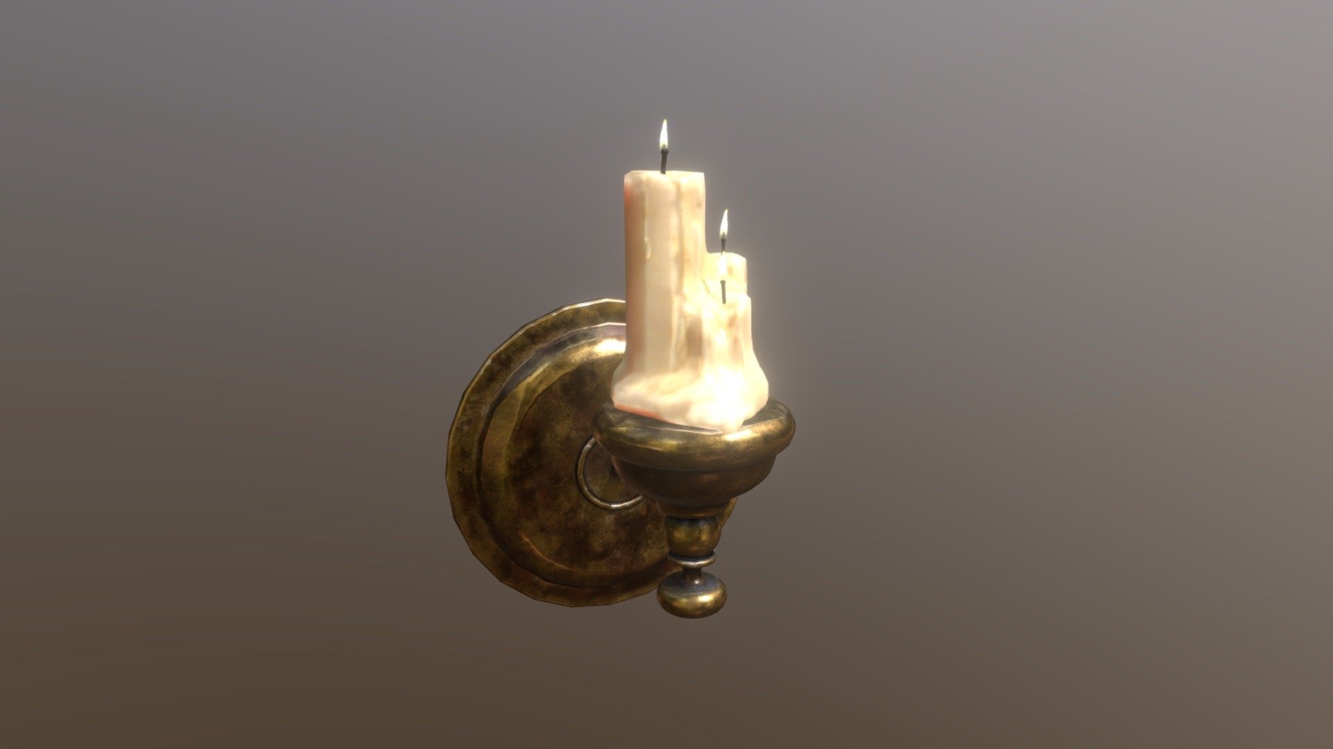 Brass Wall Candle Holder 3D Model. This model contains the Brass Wall Candle Holder itself 

All modeled in Maya, textured with Substance Painter.

The model was built to scale and is UV unwrapped properly. 

Contains TWO (2) Texture Sets: One for the candle and one for the Candle Holder  

⦁   5469 tris. 

⦁   Contains: .FBX .OBJ and .DAE

⦁   Model has clean topology. No Ngons.

⦁   Built to scale

⦁   Unwrapped UV Map

⦁   4K Texture set

⦁   High quality details

⦁   Based on real life references

⦁   Renders done in Marmoset Toolbag

Polycount: 

Verts 2844

Edges 5627

Faces 2799

Tris 5469

If you have any questions please feel free to ask me 3d model