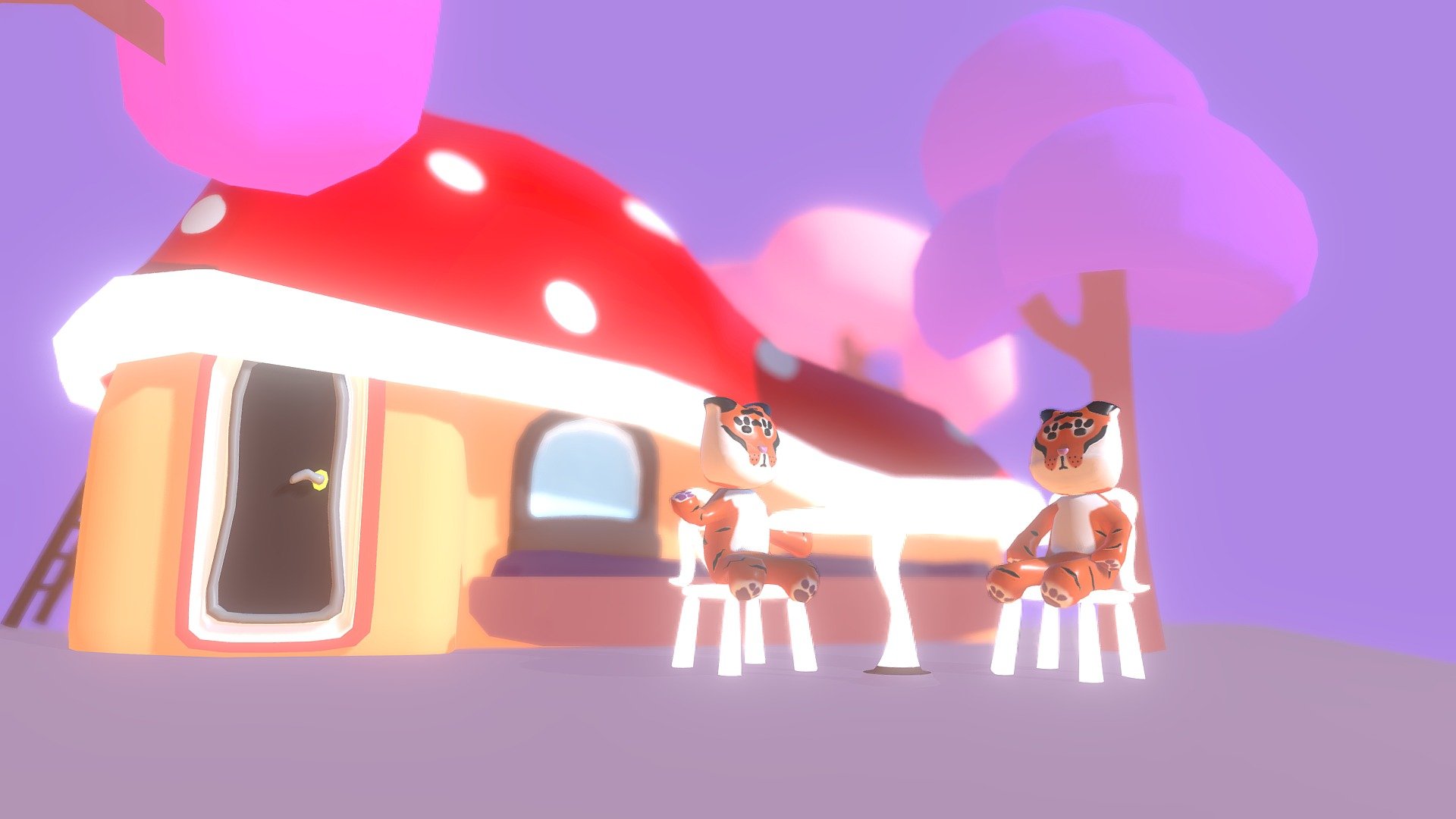 frist uploaded model - tigers and the mushroom house - 3D model by huther 3d model