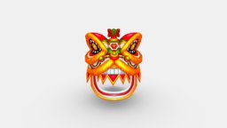 Traditional Chinese Festival -Lion Dance hat, circus, paper, china, festival, performance, lion, chinese, traditional, show, dancing, newyear, lowpolymodel, handpainted, clothing