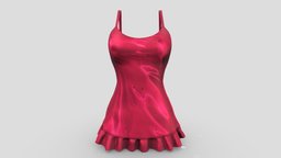 Female Lingerie Camisole mini, red, bedroom, , fashion, girls, clothes, night, dress, gown, womens, wear, lingerie, camisole, pbr, low, poly, female