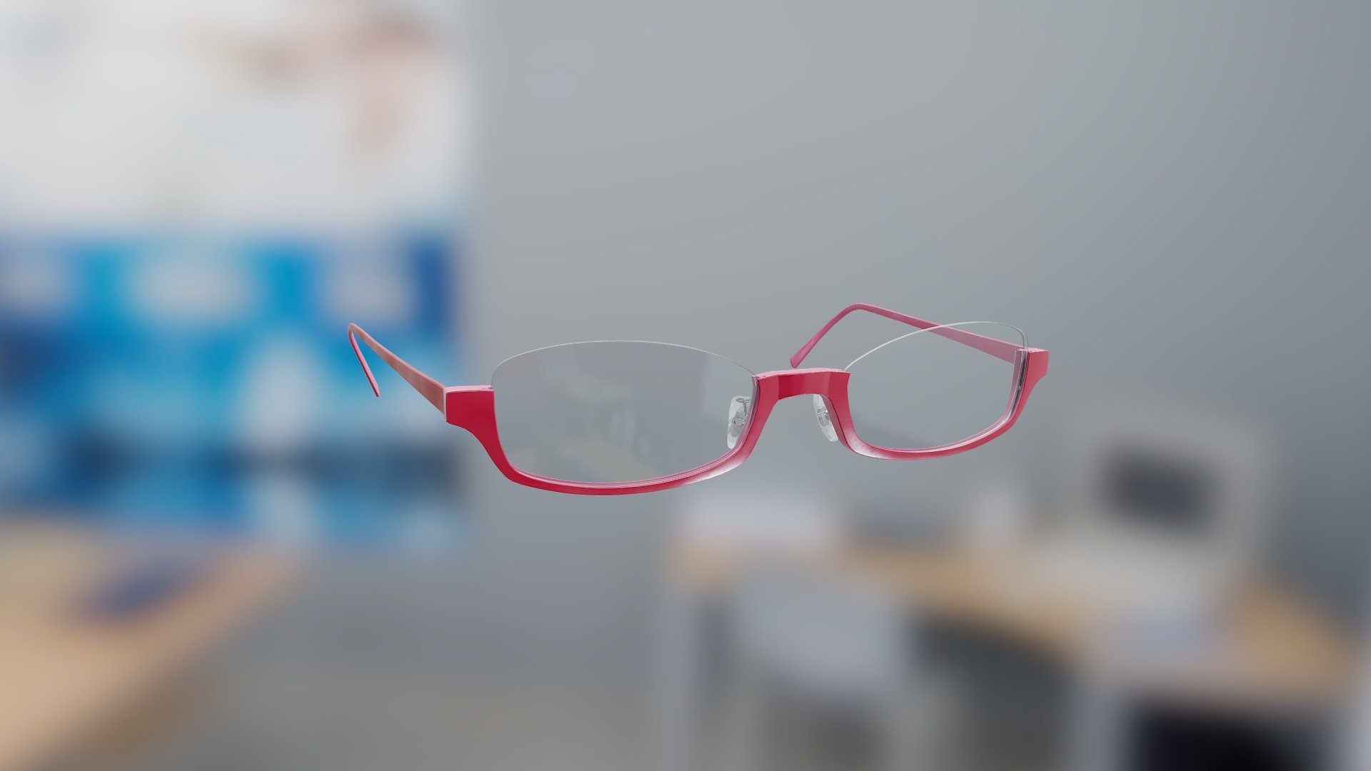 Generic Bottom-Half Rim Glasses (Red) - 3D model by VirTry Teams 3d model