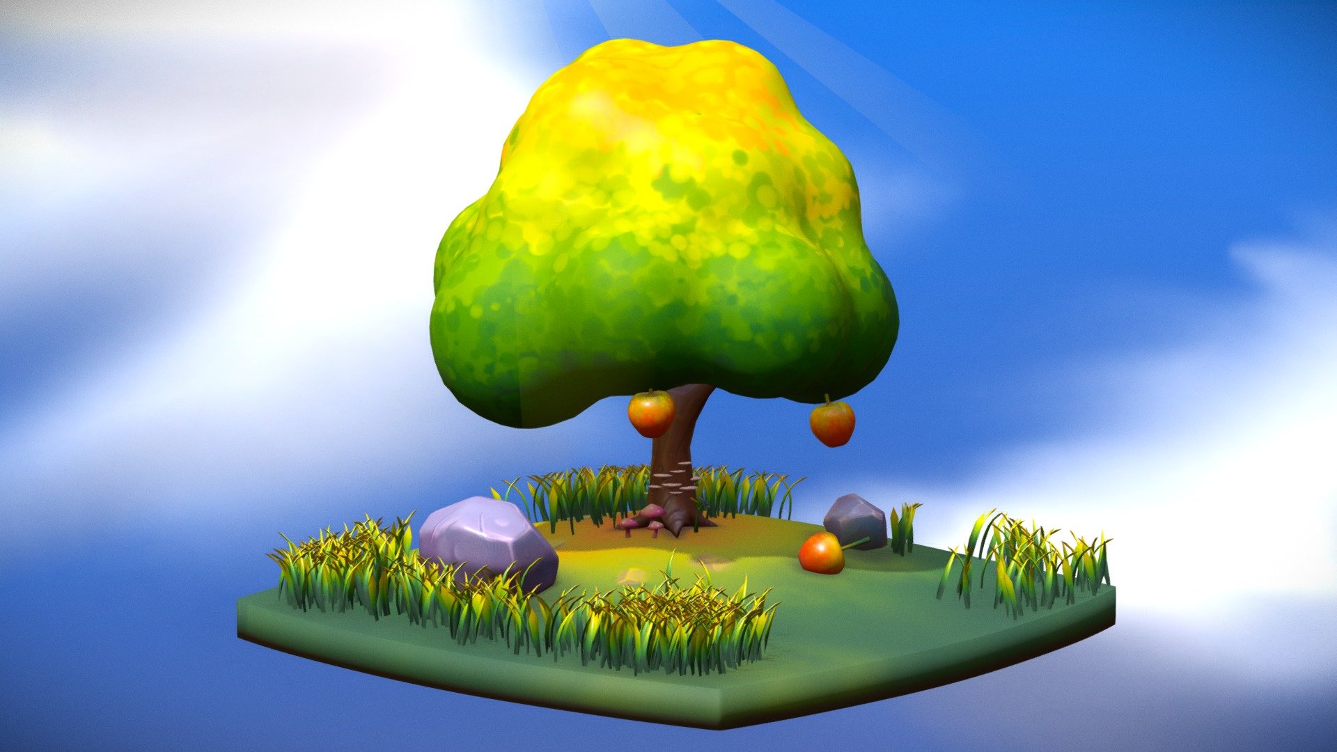 Isometric small forest for texturing practice 3d model
