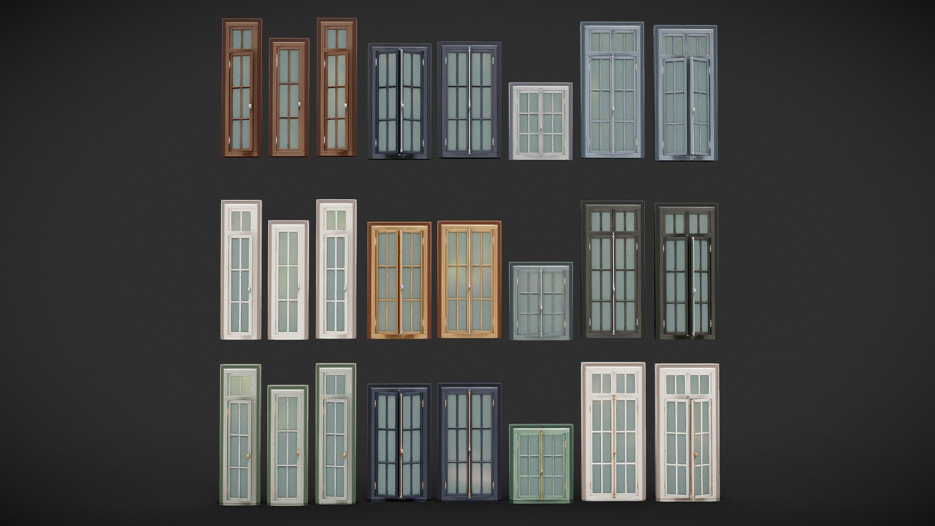 Elevate the realism of your interior and architectural design projects with our comprehensive collection of 3D window models. Featuring a variety of window styles including Carreau and Pointed Rectangle, each model is designed with a range of textures and dimensions to cater to your specific design requirements. Our expertly crafted models offer unparalleled realism, perfect for visualisation, 3D modelling and animation. Impress your clients and elevate your design projects with this outstanding collection of 3D window models. Add it to your library today and take your designs to the next level 3d model
