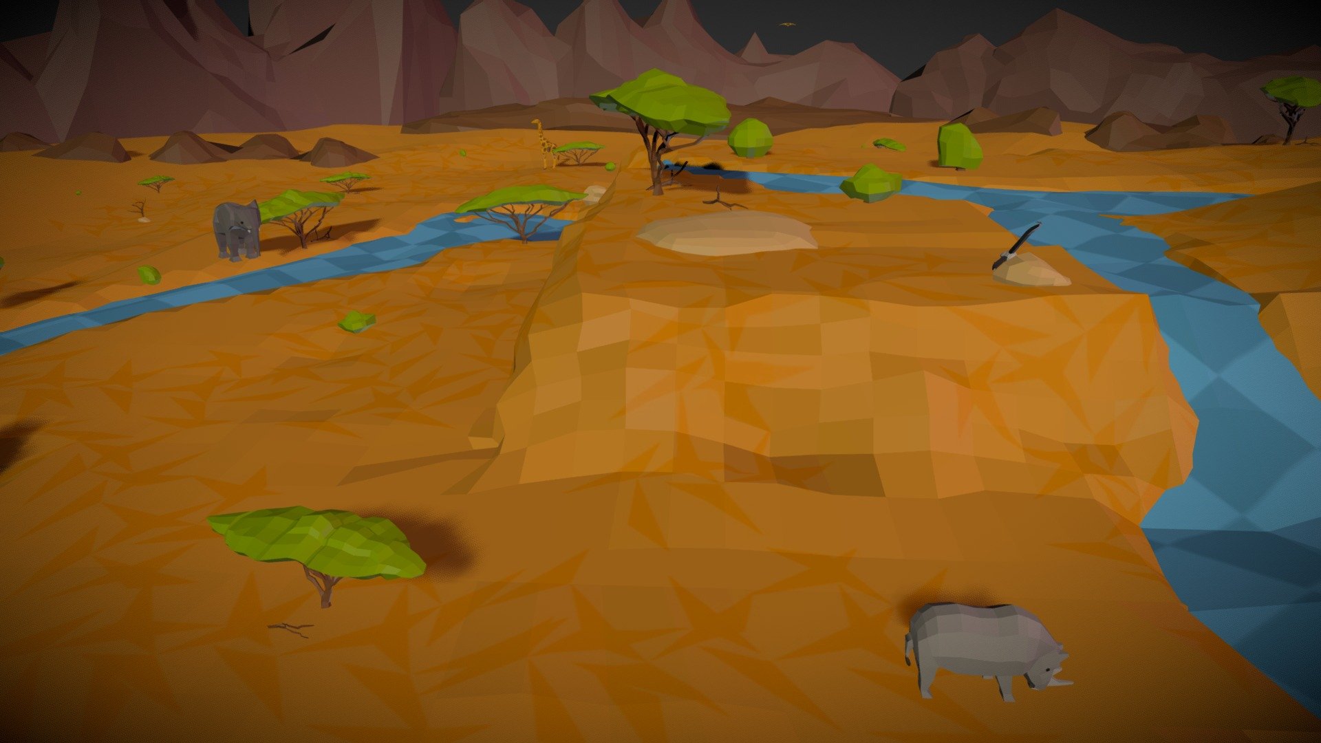 We(iCUBE) are making a VR arcade game, which will tie into traffic safety. We decided to have certain games be playable, and the player would go up to that game and enter the game portal, like Tron. This is the scene for the Lion attack game, its featured in a low poly African savanna. This was really fun to create because we were told that we could go wild in designing these scenes as long as the client could be given updates periodically. They approved of my design, it was such fun to create 3d model