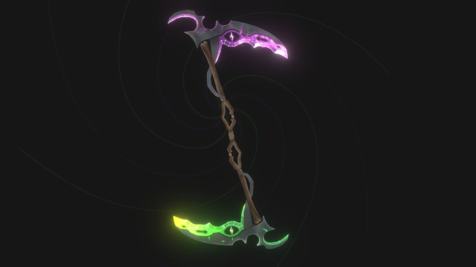 &ldquo;A humble blacksmith crafted a scythe for a farmer, unaware of the powerful artifact it would become. Years later, warrior named Rhea imbued the scythe with her magical powers, transforming it into the crystal snake scythe. As she wielded it in battle, Rhea's powers infused the scythe with the ability to poison her enemies on one side and hypnotize them on the other. The scythe became a part of her, an extension of her will and power, and the legend of the crystal snake scythe was born. Its powers were granted not by gods or ancient sorcery, but by the strength and skill of its wielder.