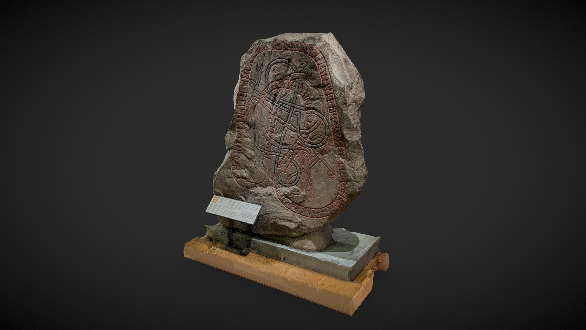 200 images processed in RealityScan via venue wi-fi at the Ashmolean Musuem, Oxford. Capture started at 13:08, ready for editing on Sketchfab at 13:43 👌✨



The large freestanding Runestone from Sweden is a classic example of how writing preserves extraordinary stories from the past. This monument, carved around AD 1050 to 1100, is a memorial to a father and son who were Scandinavian mercenaries in the service of the Byzantine emperor in Greece.
~https://www.ashmolean.org/reading-and-writing-gallery


Online collection record:
https://collections.ashmolean.org/collection/search/per_page/25/offset/0/sort_by/relevance/object/24539 - Monumental Rune Stone #RealityScan - 3D model by Thomas Flynn (@nebulousflynn) 3d model