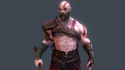 Kratos god, kratos, godofwar, santamonicastudios, lowpoly