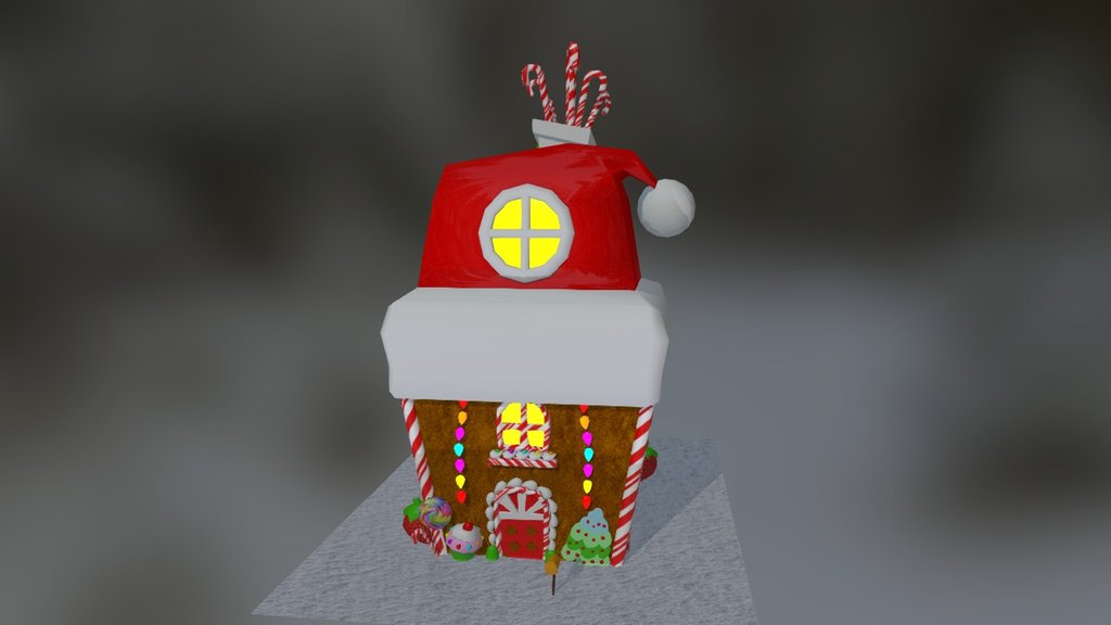 This is one of the models of the Elf Houses made for a Christmas Village game layout. The art direction is inspired by Gingerbread, Candy Land and Tim Burton's style - Elf House - 3D model by candyquach 3d model