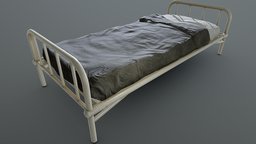 Prison Bed bed, bedroom, prison, metal, old, fabric, prisoner, duvet, metalbed