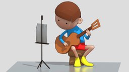 Cartoon Guitarboy music, guitar, outdoor, outlined, character, cartoon, guitarboy