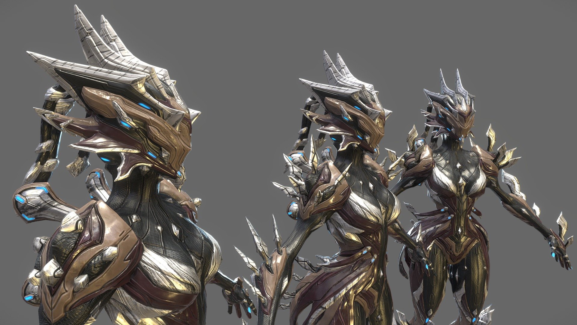 Khora Fiera Helmet &ndash; V2.0  

A submission to Tennogen for the game:  Warframe
Link to submission:  

She Protecc, She Attacc, She Medicc!  :-)

A Collaborative effort with the talented Debbysheen!  (See more of her amazing work at the following link! - https://www.artstation.com/debby_illanes 

An alternate helmet for the Warframe, Khora.

Note: Only the helmet basemesh and the helmet tail basemesh &amp; Textures are our creation. 
The Body Basemesh, Body Spikes, &amp; Textures are property of Digital Extremes 3d model