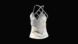 Crisscross Back Female Camisole Top cross, white, back, fashion, girls, top, clothes, summer, casual, womens, wear, camisole, criss, pbr, low, poly, female
