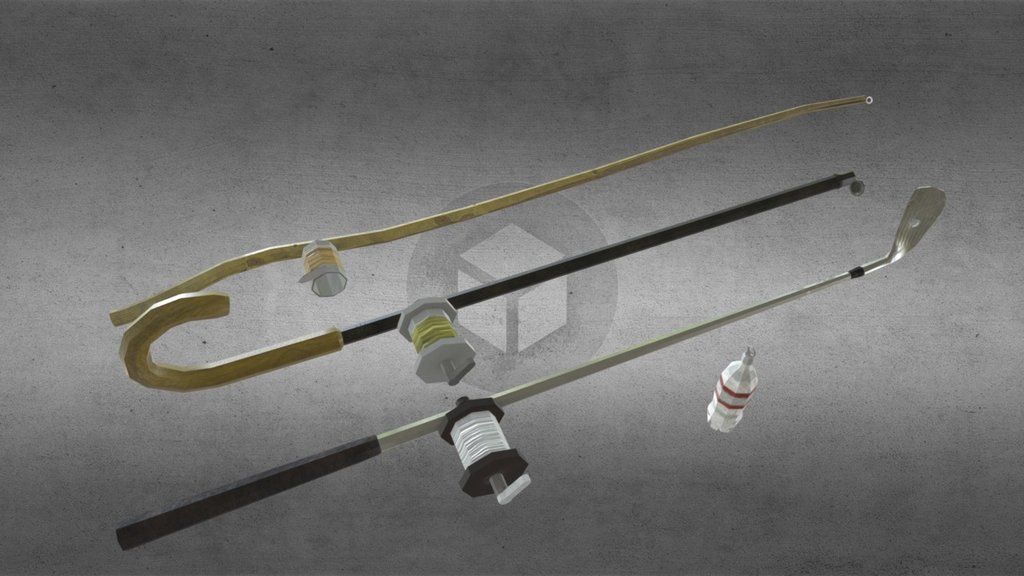 A collection of fishing rods for the game Highwater - Fishing Rods for Highwater - 3D model by Matt Bodner (@liphttam1) 3d model