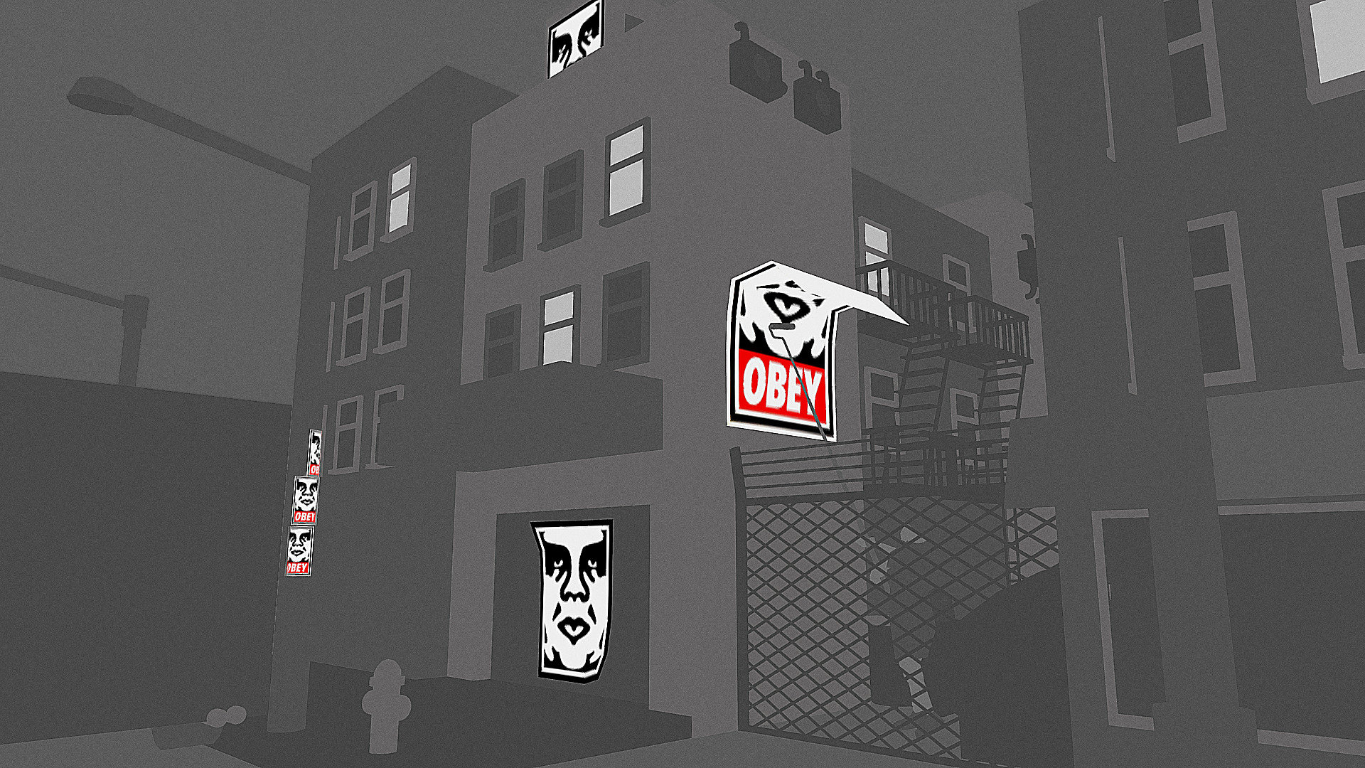 Soundtrack by: DJ Large - Obey street - 3D model by Kriminal Cartoon (@virtual_world_studio) 3d model