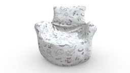 Arm Chair Bean Bag Kids sofa, kids, assets, armed, bags, unreal, furniture, game-ready, unity3d, lowpoly, chair