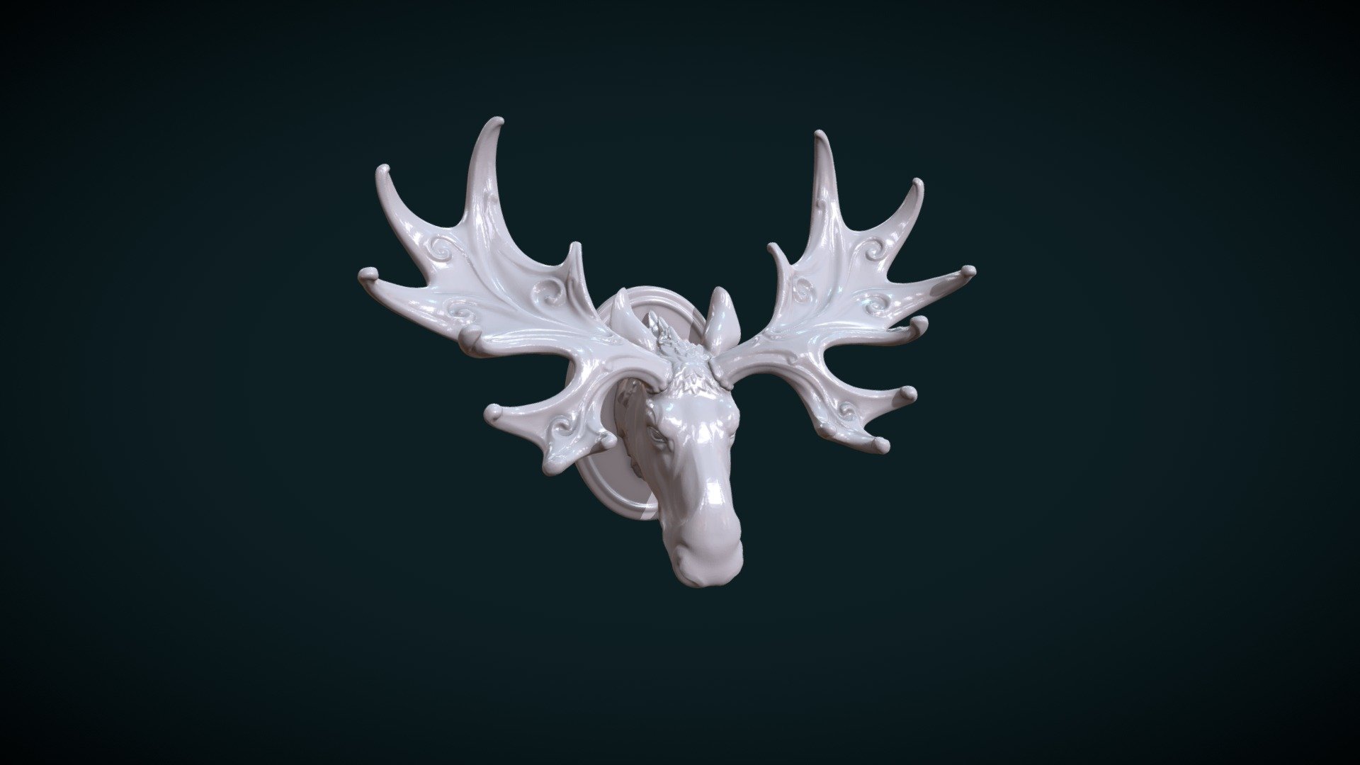 A print ready moose.

Measure units are millimeters, the figure is about 8.3 cm in width.

Mesh is manifold, no holes, no inverted faces, no bad contiguous edges.

Available formats: .blend, .stl, .obj, .fbx, .dae

Here is three versions of the model:

1) M_Head_op. (blend, .obj, .fbx, .dae. stl) This files contain the moose head that is one solid piece with antlers. The model consists of 334336 triangular faces with the base.

2) M_Head_tp. (blend, .obj, .fbx, .dae. stl) In case of this files here is the antlers and the head as separate objects. Here is 402796 triangular faces.

3) M_Head_op_hlw. And here is failes that contain a hollw version of head, in this case the antlers are part of the object(they are not separate). For this version here is .blend and .stl files 3d model