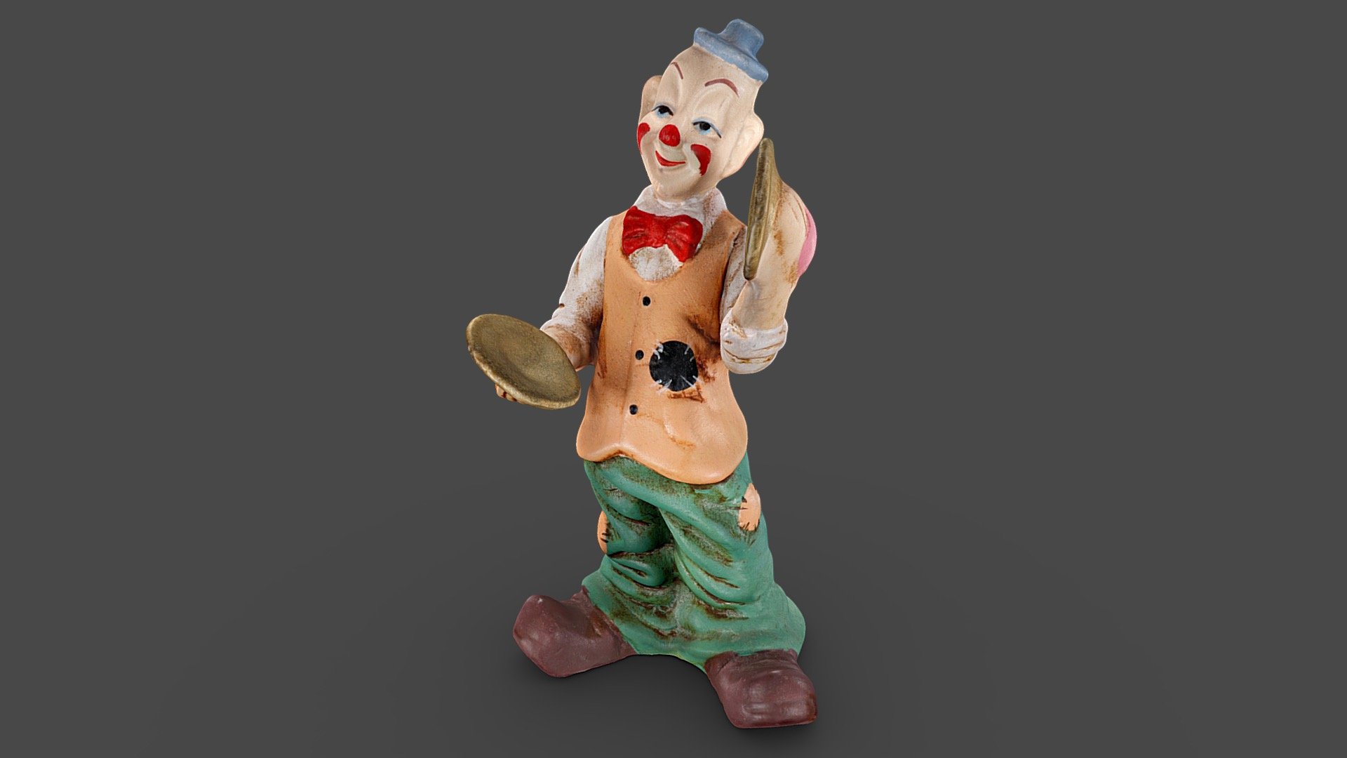 A cymbal playing clown statuette, standing roughly 10cm tall.
Captured with a Canon 800D, with CPL filter 3d model