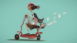 DeliveryGuy NFT 3dcoat, scooter, freemodel, character, handpainted, cartoon, photoshop, blender, hand-painted, stylized, guy