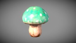 Mushroom green, plant, red, mushroom, fungus, prop, dirt, dirty, yellow, nature, shroom, game-ready, forrest, toadstool, low-poly-game-assets, fungal, low-poly, game, textured, handpainted-lowpoly