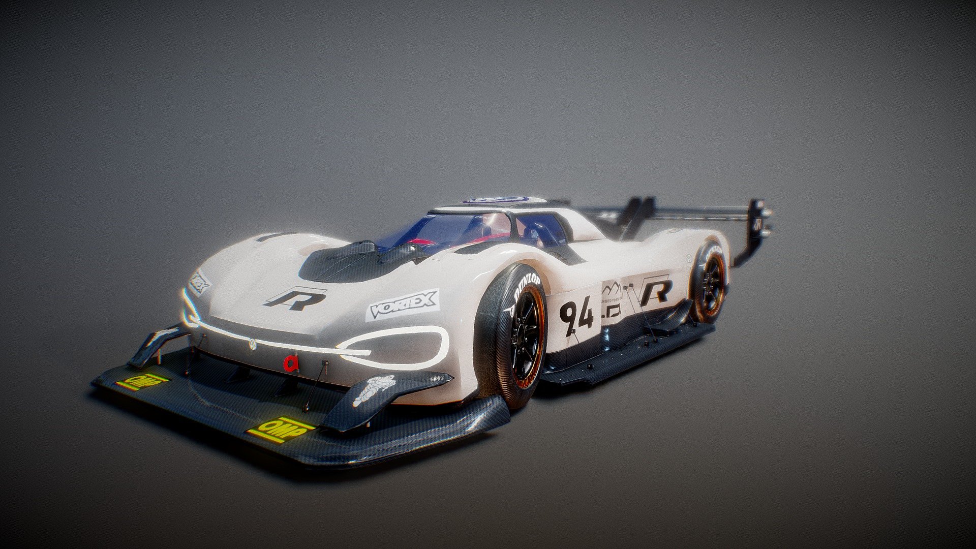 Highly detailed Volkswagen I.D.R eletric racing car asset ,for mobile games, with full texture sets, interior included for added realism. Wheels are rig ready! Rigged version comming soon! - Volkswagen I.D.R - with interior - Download Free 3D model by tulex_art (@CassioFernandes) 3d model