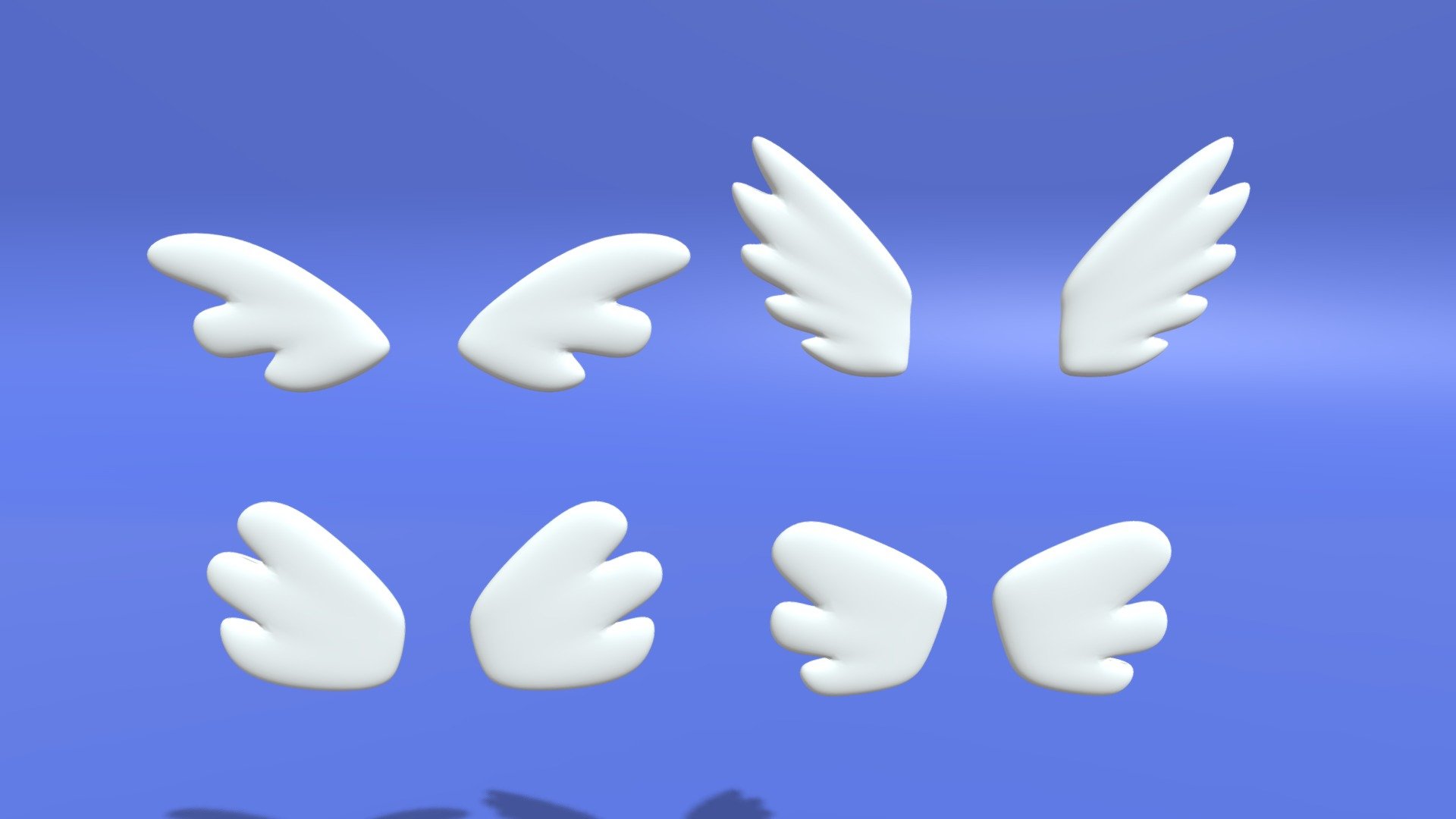 -Cartoon Cute Wings Collection.

-Vert: 15,376 poly: 15,360.

-This product contains 8 objects.

-Materials and objects have the correct names.

-This product was created in Blender 2.935.

-Formats: blend, fbx, obj, c4d, dae, abc, stl, glb,unity.

-We hope you enjoy this model.

-Thank you 3d model