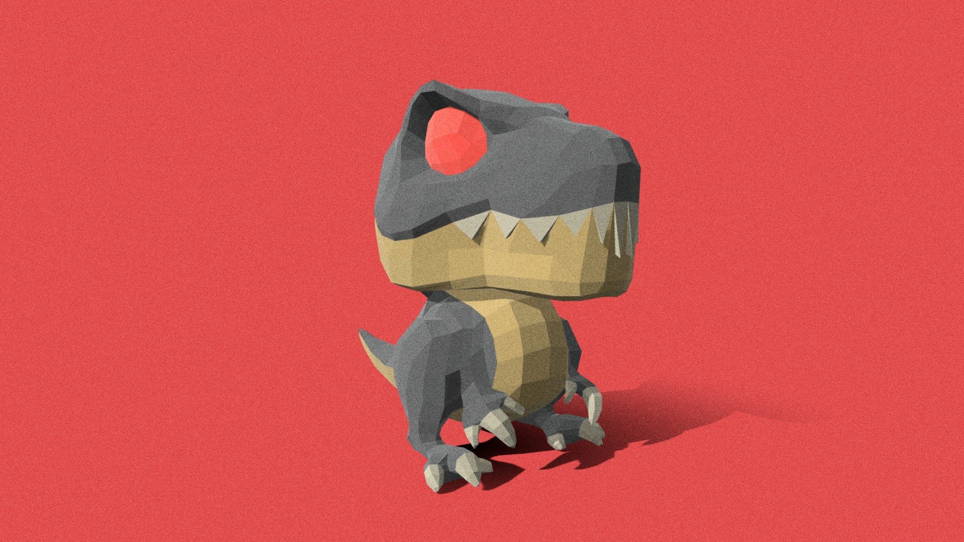 A cartoonic stylized lowpoly Dino character 3d model