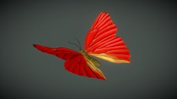 Butterfly Blood Red Glider blood, insect, red, life, butterfly, bugs, substance, painter, glass, blender, animated, rigged, cymothoe, sangaris