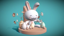Easter Bunny scene, rabbit, bunny, cute, egg, level, easter, pink, color, eggs, colorful