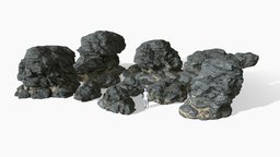 Low poly Black Beach Rock Collection 2 210210 landscape, exterior, rocks, formation, mountain, island, cave, cliff, sand, beach, sedimentary, moss, stones, mossy, sandstone, layered, layer, stone, rock, sea