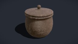Simple_Clay_Lidded_Pot_FBX bowl, lid, medieval
