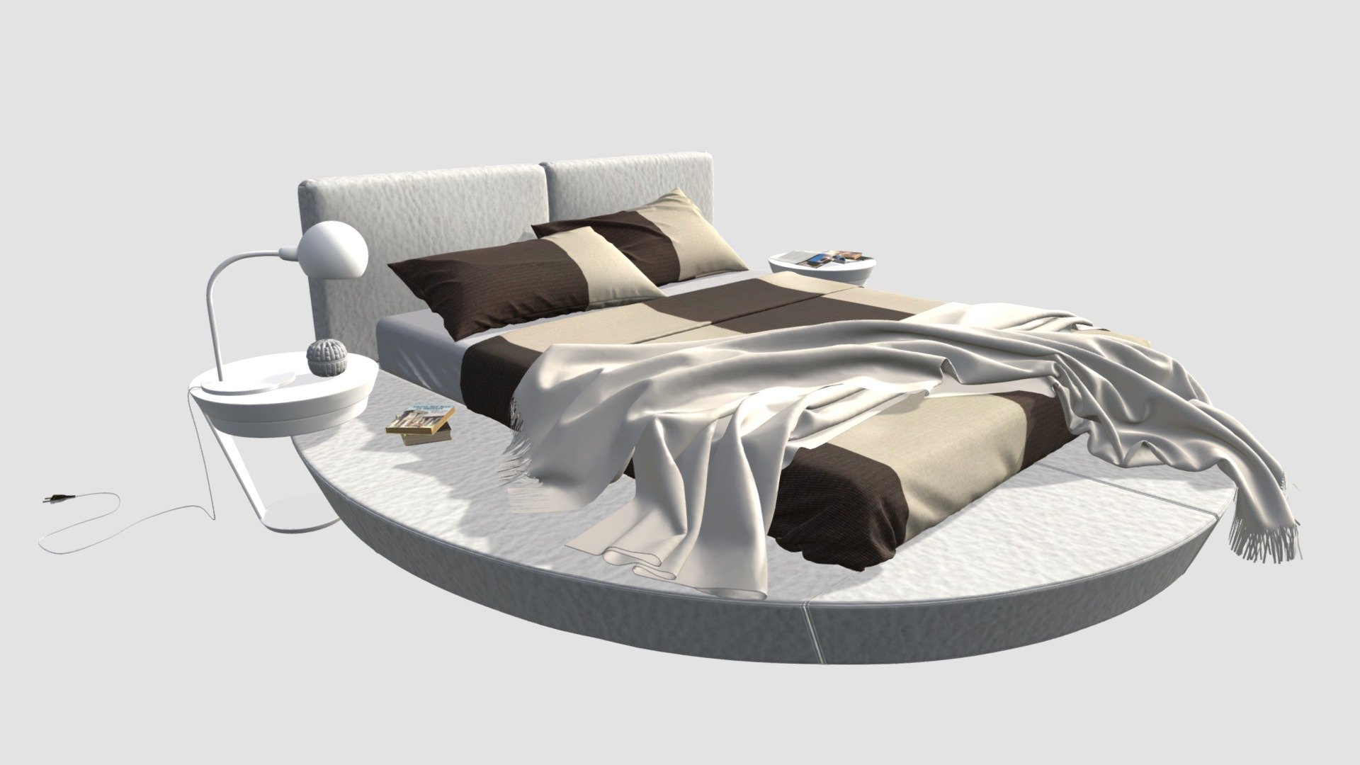 Highly detailed 3d model of modern bedroom set with all textures, shaders and materials. It is ready to use, just put it into your scene 3d model